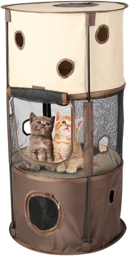 Cat Play Tent,OUTAD Cat Condo Cat Tunnel Cat Tower Cat Toys Playhouse Indoor Cardboard Cat House Furniture Cat Scratching Posts