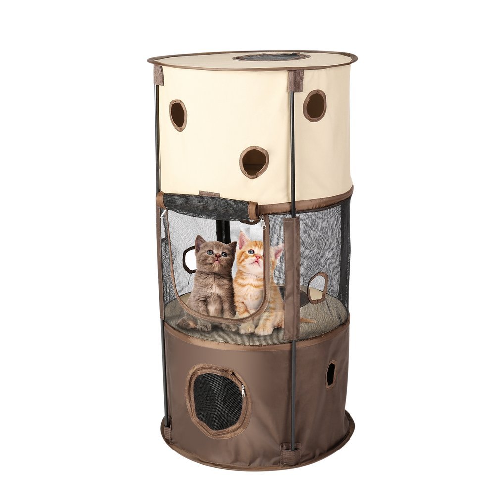 OUTAD Cat Tree, Cat Condo Cat Tunnel Cat Tower Cat Toys Playhouse Indoor Cardboard Cat House Furniture Cat Scratching Posts