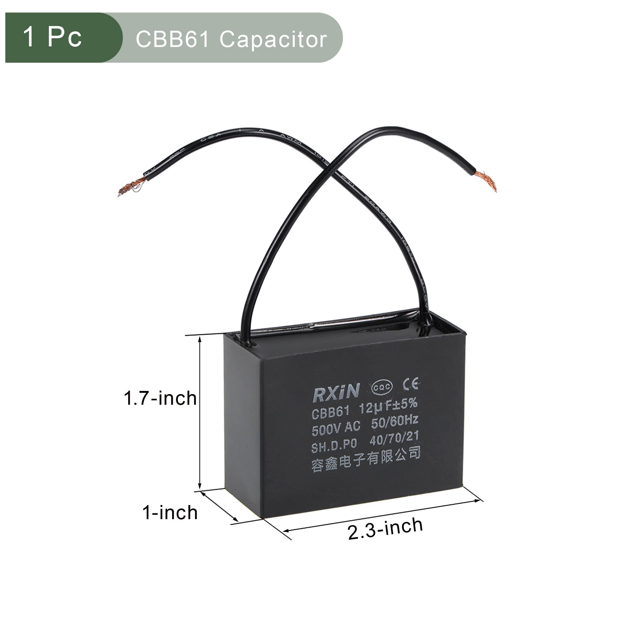 YOKIVE 3-Pack CBB61 Ceiling Fan Capacitor – 4uF 250V AC 2-Wire, Metallized Polypropylene Film, 50/60Hz, Replacement For Fan Motors, Pumps, Generators, And Range Hoods