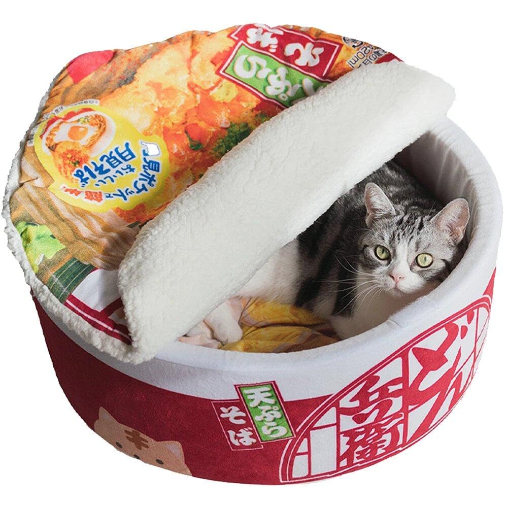 Cama para Perros Y Gatos con Fideos Ramen, Nido para Mascotas Súper Y Cálido para Perros Y Gatos De Interior, Cojín Lavable para Perros Y Gatos Pequeños, Medianos Y Grandes