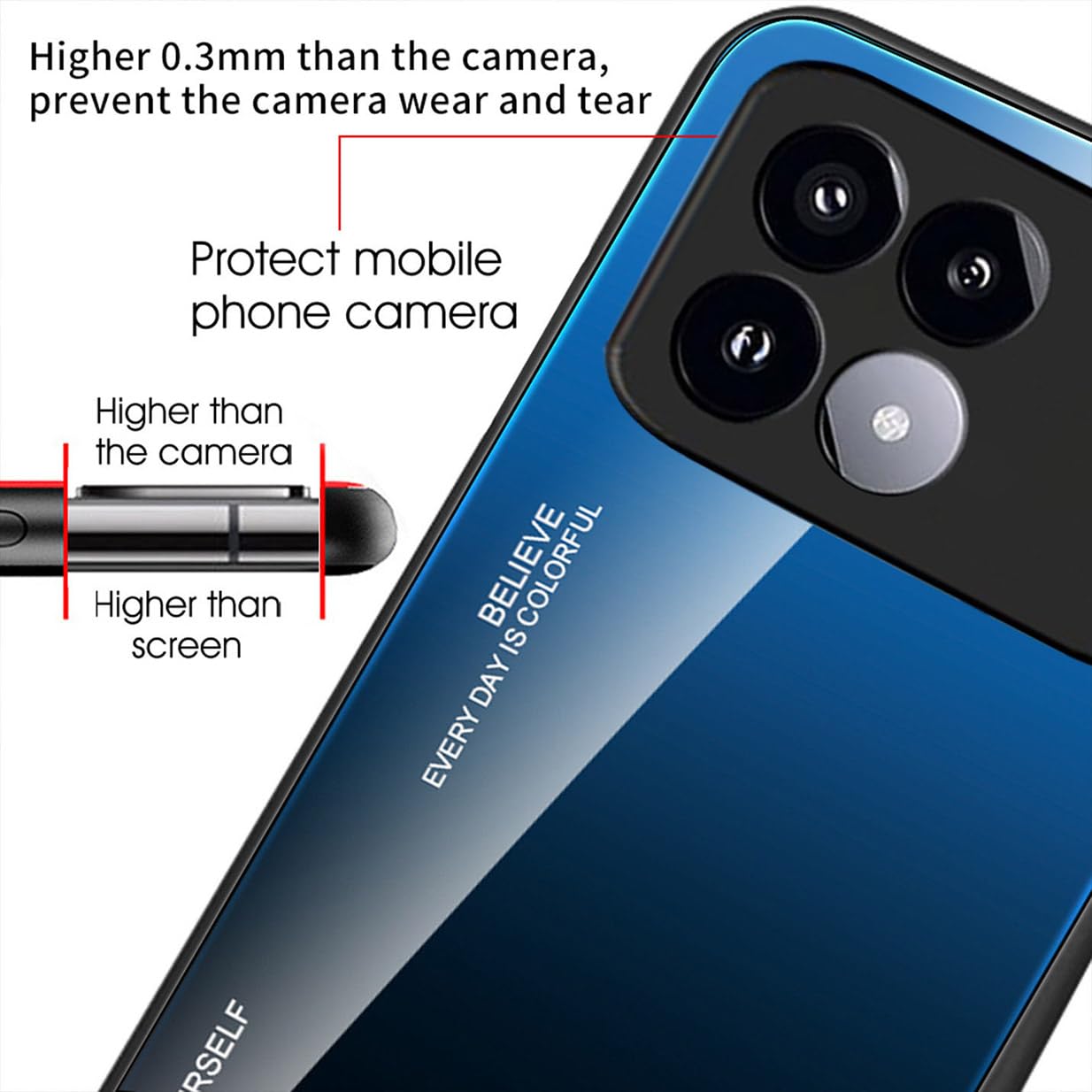 Stylische Hülle Für Xiaomi Redmi Note 14 Pro 5G / Poco X7 5G | Stoßfest Mit Glas-Rücken & TPU-Rahmen – Blau-schwarz Farbverlauf