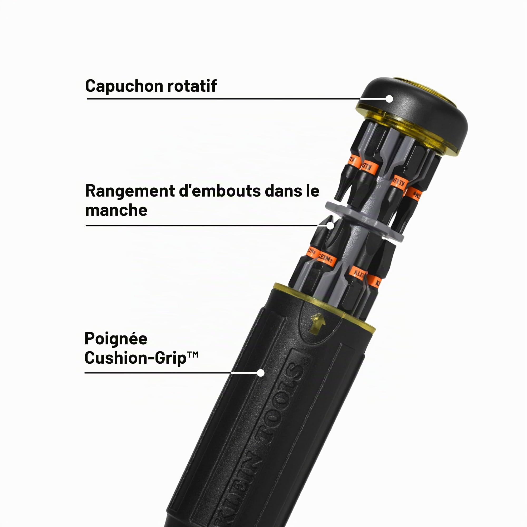 Klein Tools 32303HD Jeu de tournevis à percussion 20 en 1 SAE avec embouts Phillips, fendues, carrés et Torx