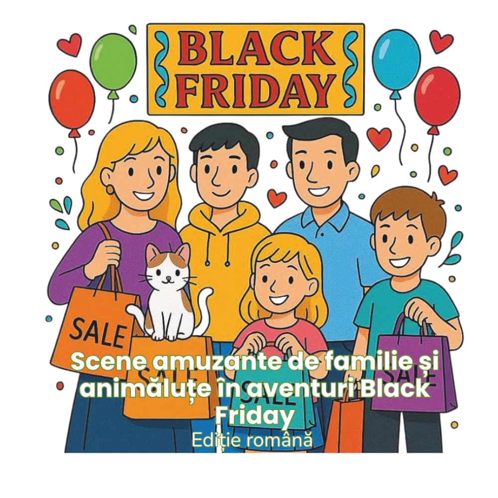 Clumsy at Black Friday: Scene amuzante de familie și animăluțe în aventuri Black Friday (Ediție română) (Clumsy Moments Coloring Series)