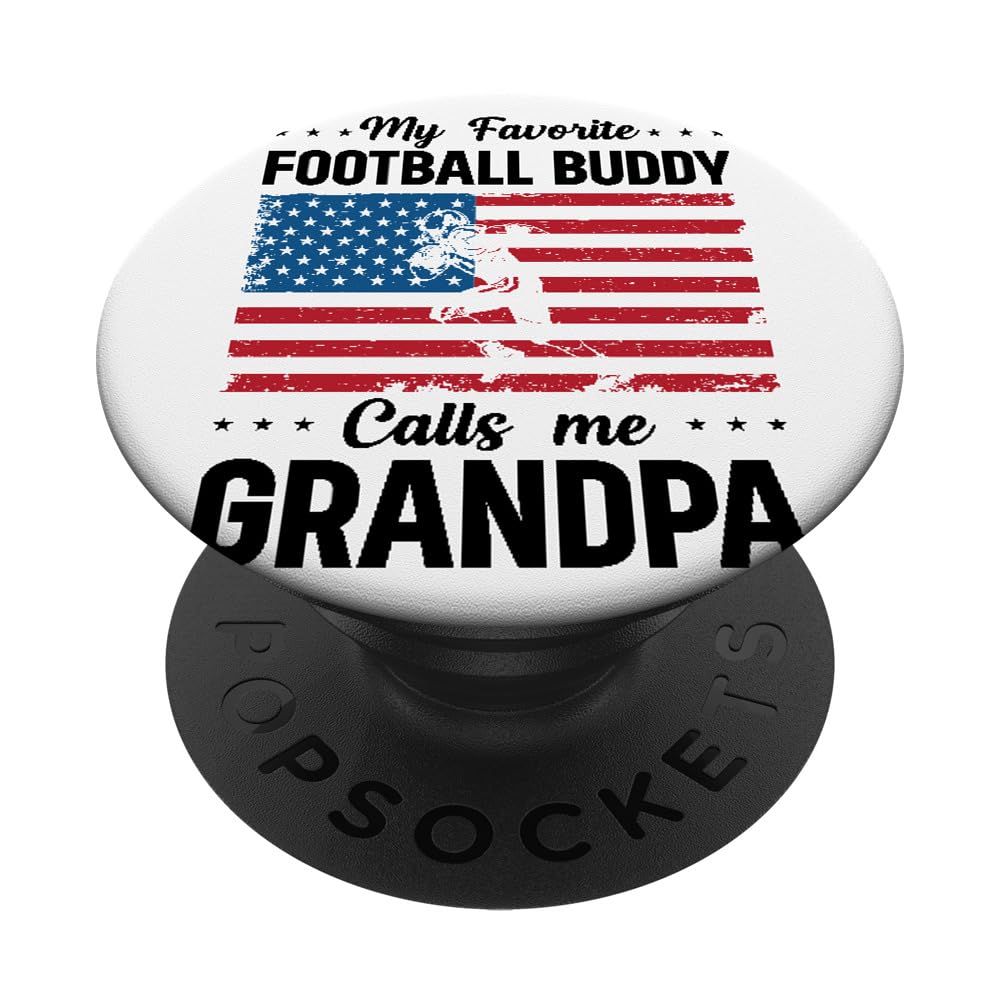 Football - My Favorite Football Buddy Calls me Grandpa PopSockets Swappable PopGrip, Black