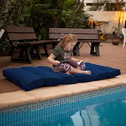 Futon Solteiro Dobrável 70x170cm Cor Azul Profundo, Espuma Hiper Soft, Capa Removível e Lavável em Suede, Multiuso – Confort Linens