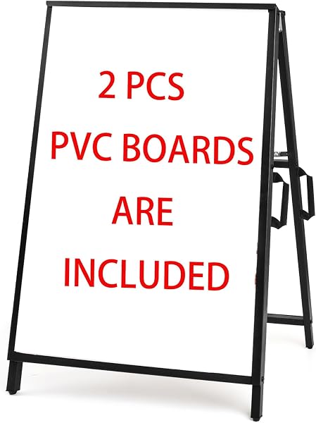 pabues 2 PACK A Frame Sidewalk Sign 24x36 inches Sandwich Board Signs Outdoor Heavy Duty Double-Sided,including 4 PVC Bo