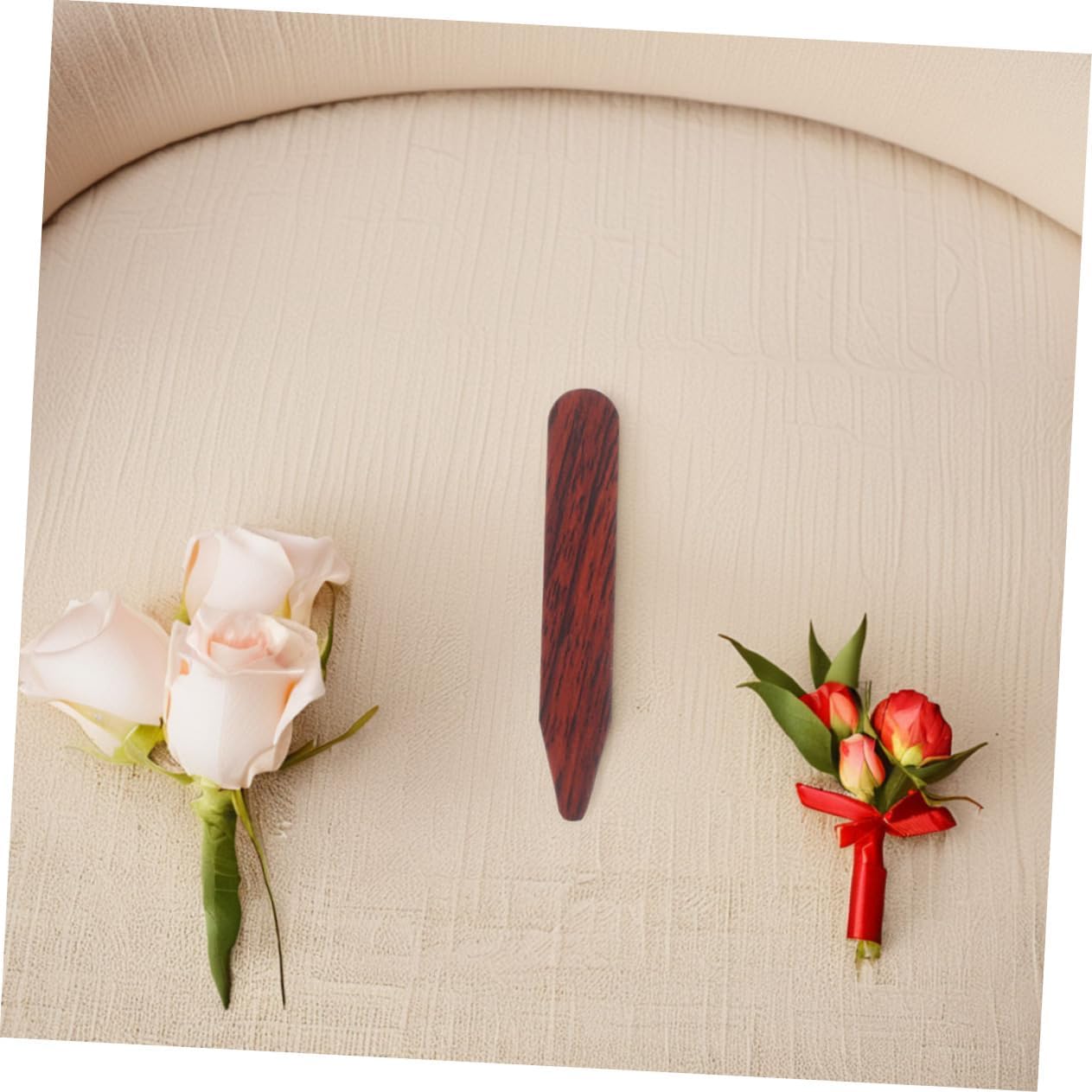 4pcs Wooden Collar Stays for Dress Shirts, 60mm Brown
