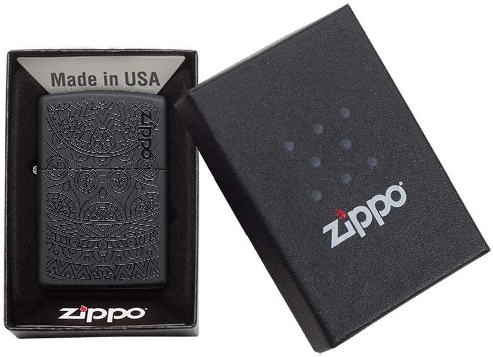 Zippo Tone on Tone Design Black Matte Pocket Lighter