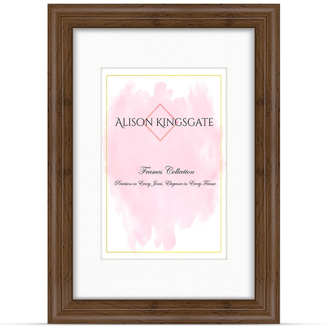Alison Kingsgate 8x6 Walnut Picture Frames with Mount for 7x5 Photo - Engineered Wood Photos Frame with Precision Cut Cardboard Mount -Ideal for Posters - Multiple Sizes & Colours Available — image 1