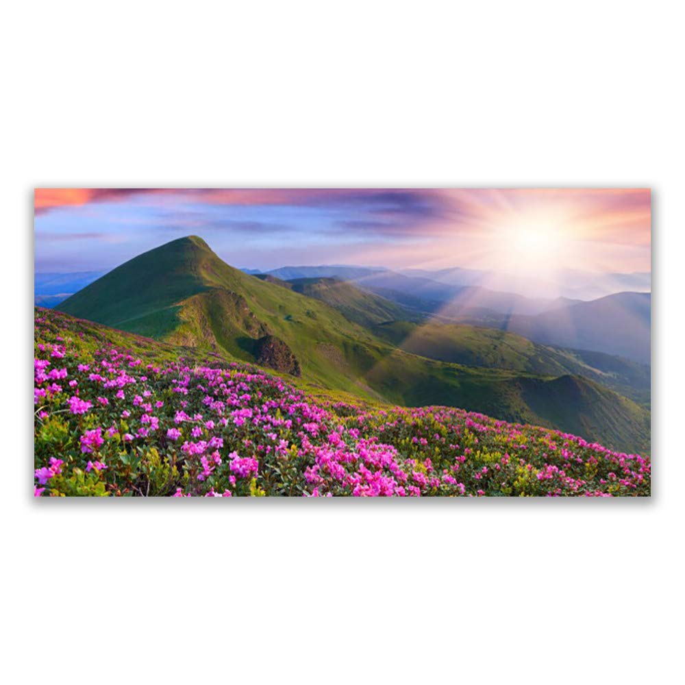 Impression sur verre trempé Tulup 120x60cm pour tableau mural paysage de montagnes