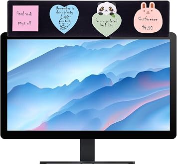 Black Monitor Memo Board Top Mount,18" Monitor Sticky Note Holder,Sticky Boards,Message Board for Computer Monitors...