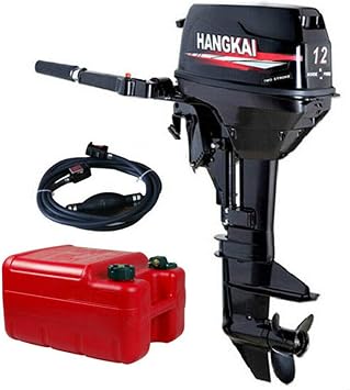 Outboard Boat Motor, MuChaIOAK 2 Stroke 12 HP Boat Engine Motor 169CC Heavy Duty Fishing Boat Engines Marine Engines with CDI Ignition System Water Cooling System Inflatable Marine Kayak Engine