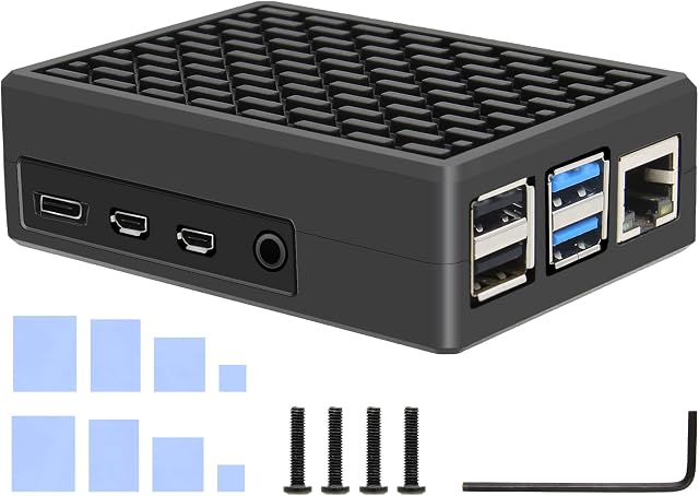 Geekworm Raspberry Pi 4 Case, Pi 4 Heatsink Case, Raspberry Pi 4 Aluminum Metal Case with Heatsink Pillar for Raspberry Pi 4 Model B/Pi 4B Only