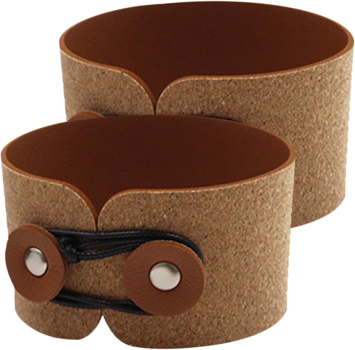 2Pcs Adjustable Cup Sleeve PU Leather Binding Design for Cup Use