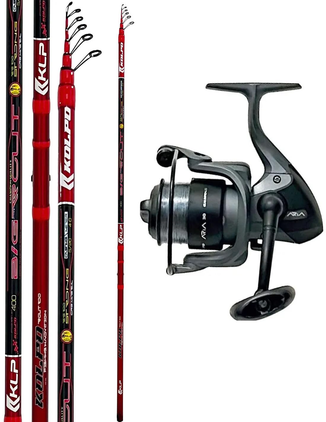 kolpo combo Kit Pesca alla Trota Lago Canna da Pesca con Mulinello e Filo