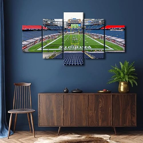 Vista 338 de Cuadros de estadios deportivos de fútbol americano de Minnesota, cuadros de vikingos, 5 paneles, lienzo para pared, arte de pared del estadio