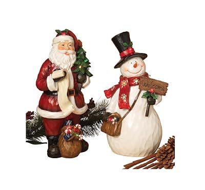 Gerson Company 16.5" H B/O Lighted Resin Holiday Figurine, 2 Assorted