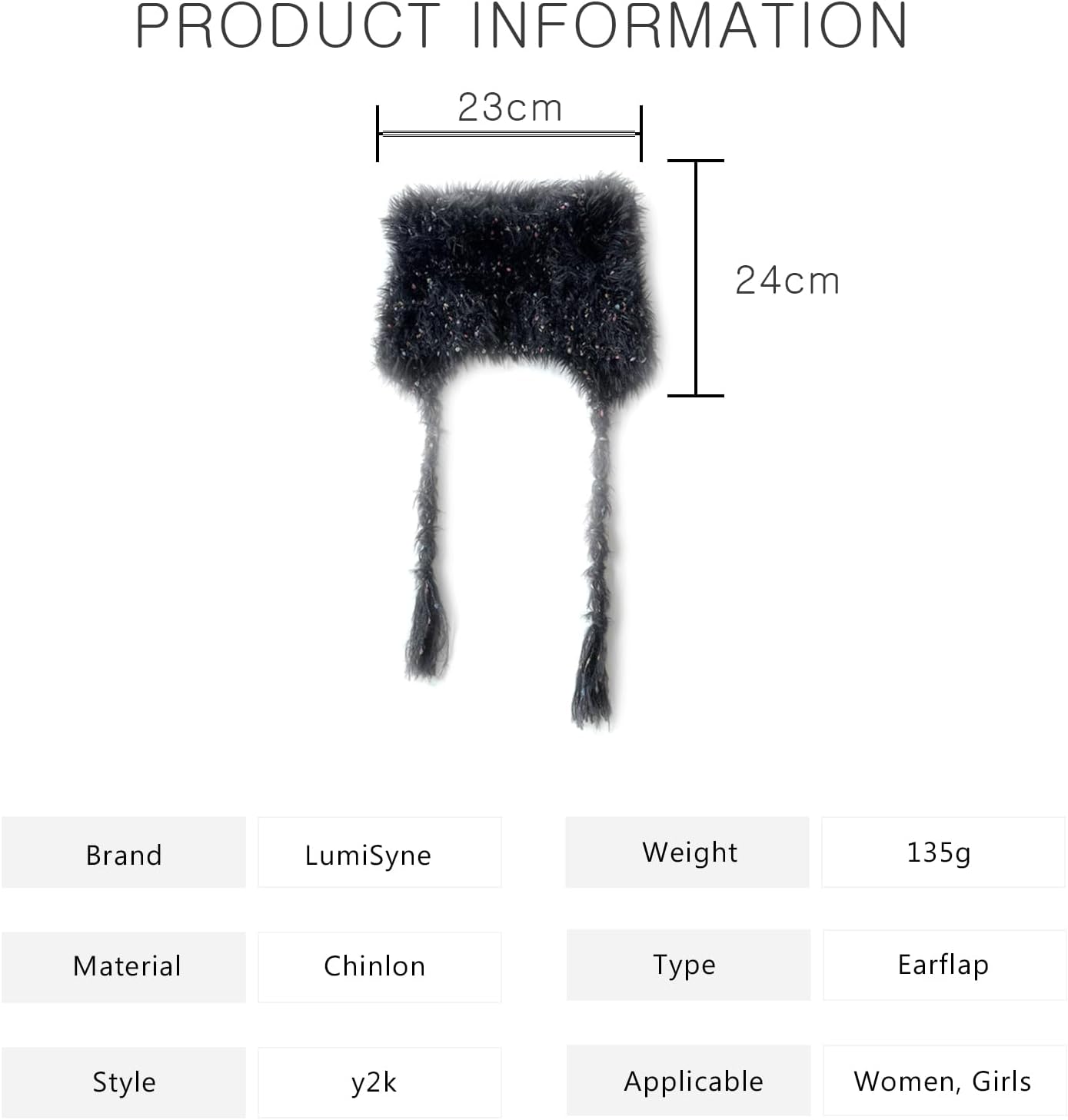 Winter Hat Cute Cat Ear Shape y2k Style Furry Knit Earflap Hat with Long Ear Straps Peruvian Cover Ear Beanie Hat - Image 7