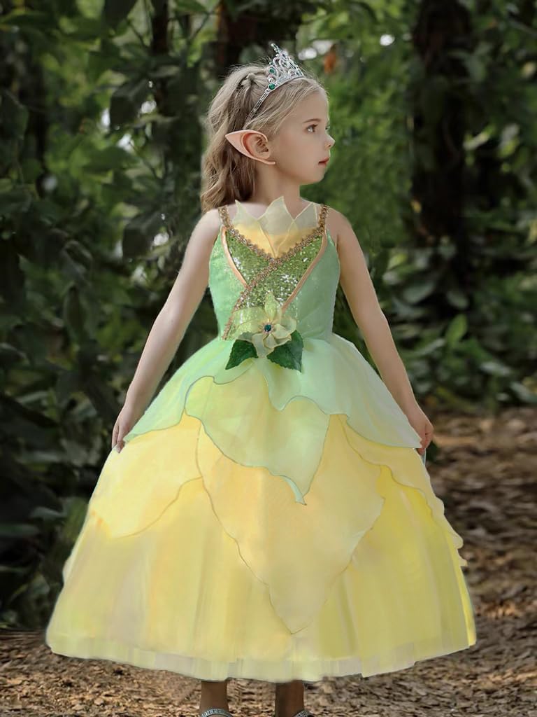 Princess Belle Dress up Halloween Fairy Costume for Toddler Girls, Special Occasion Dresses Birthday Party, Yellow - Image 5