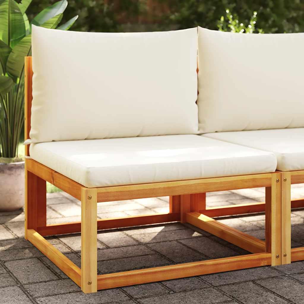 Sofá de jardín para zonas pequeñas con madera de acacia y cojín crema cómodo