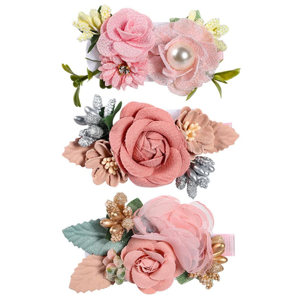 PALAY® Hair Clips for Girls Kids, Handmade Floral Hair Bow Hair Accessories for Girls Baby Toddlers Teens Gifts