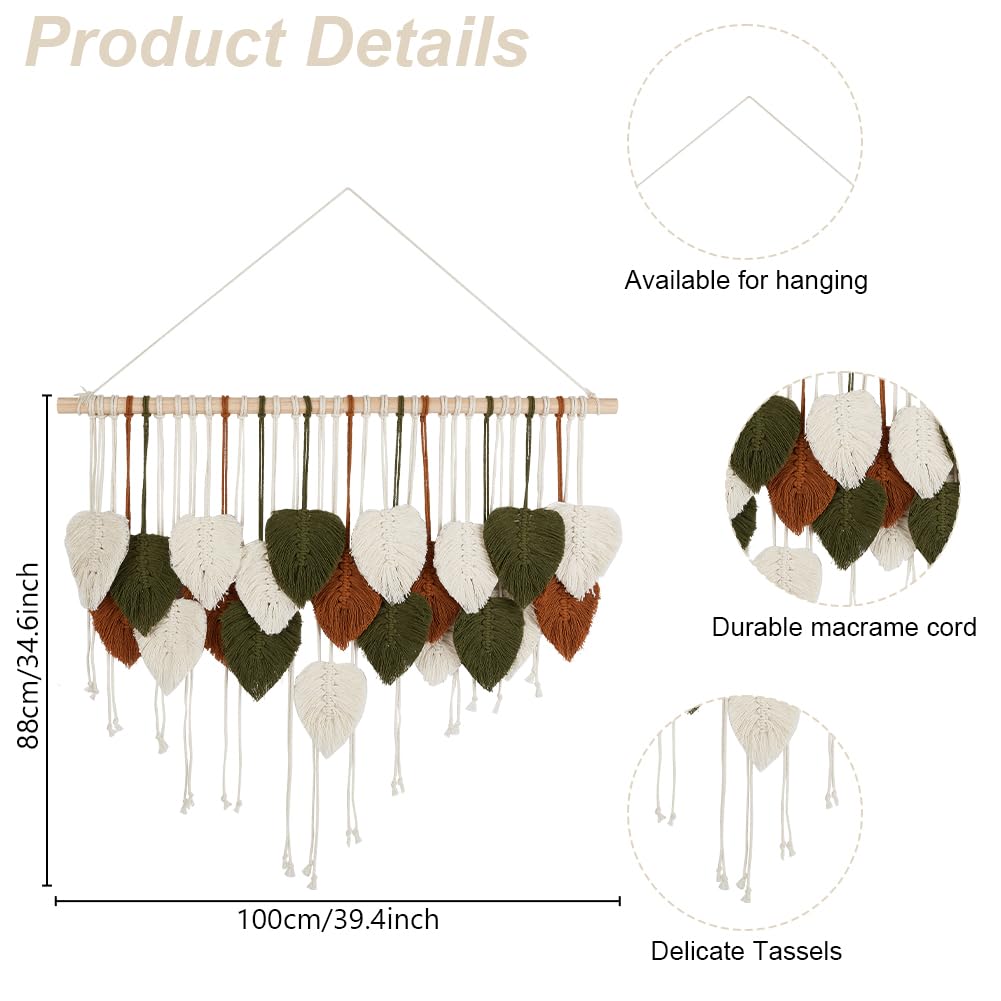 FREEBLOSS Kit Macramé Feuille Set Feuille Macramé Kit de Suspension Murale Macramé Feuille Macramé Feuille Délicates Kits de Macramé pour Débutants Tapisserie de Feuilles de Macramé
