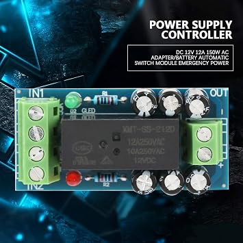 Automatic Emergency Power Switch, DC 12V 12A 150W AC Backup Battery Switch Adapter/Battery Automatic Switch Module Emergency Power Supply Controller AC Adapter/Battery Switch