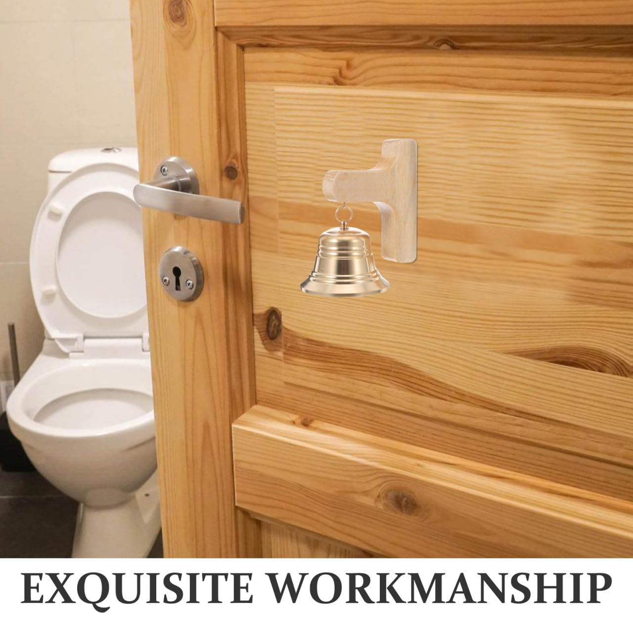 SHINEOFI Magnetische Türglocke aus Buchenholz mit Kupfer Glocke Kreative Ladenglocke für Türöffnung Stilvolle Windspiel Türglocke für Geschäft Büro Restaurant und Hauseingang