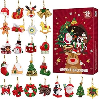 TOYANDONA Christmas Advent Calendar 2021, Christmas Countdown Calendar 24 Days Hanging Countdown to Christmas Advent Calendar Ornaments for Xmas Tree Decorations