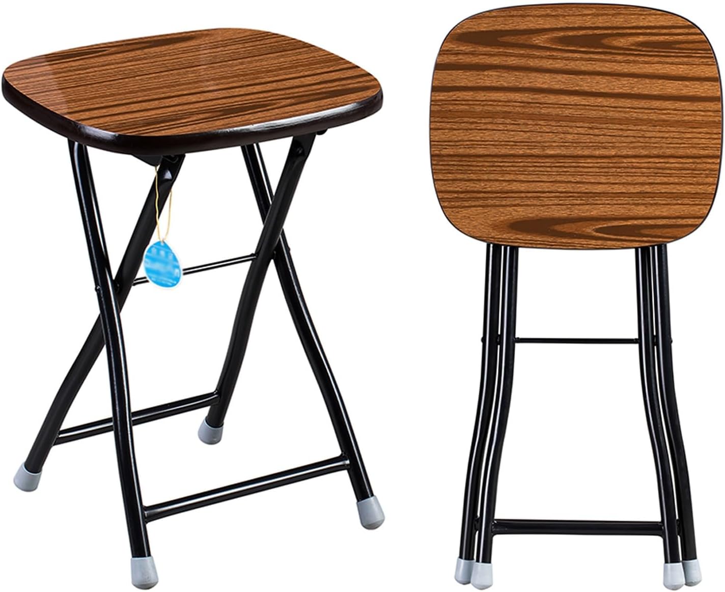 Heavy Duty 17Inch/44cm Folding Square Stool, Indoor Portable Foldable Breakfast Camping Outdoor Stool with Metal Frame (Color : 2PCS) (2pcs One Size)