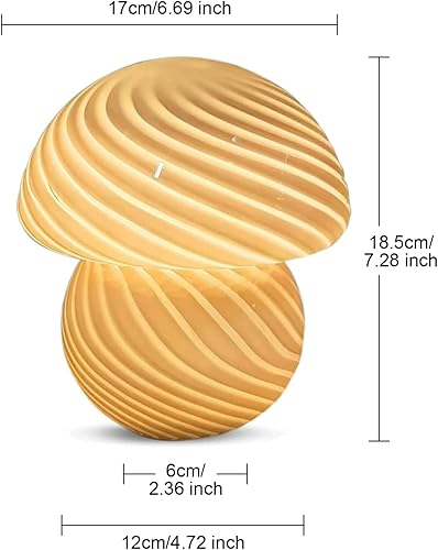 Miniatura 2 de Lámpara de mesa Lámpara de seta creativa Remolino venas Lámpara de escritorio de vidrio Lámpara de noche a rayas Lámpara de noche de 3 colores