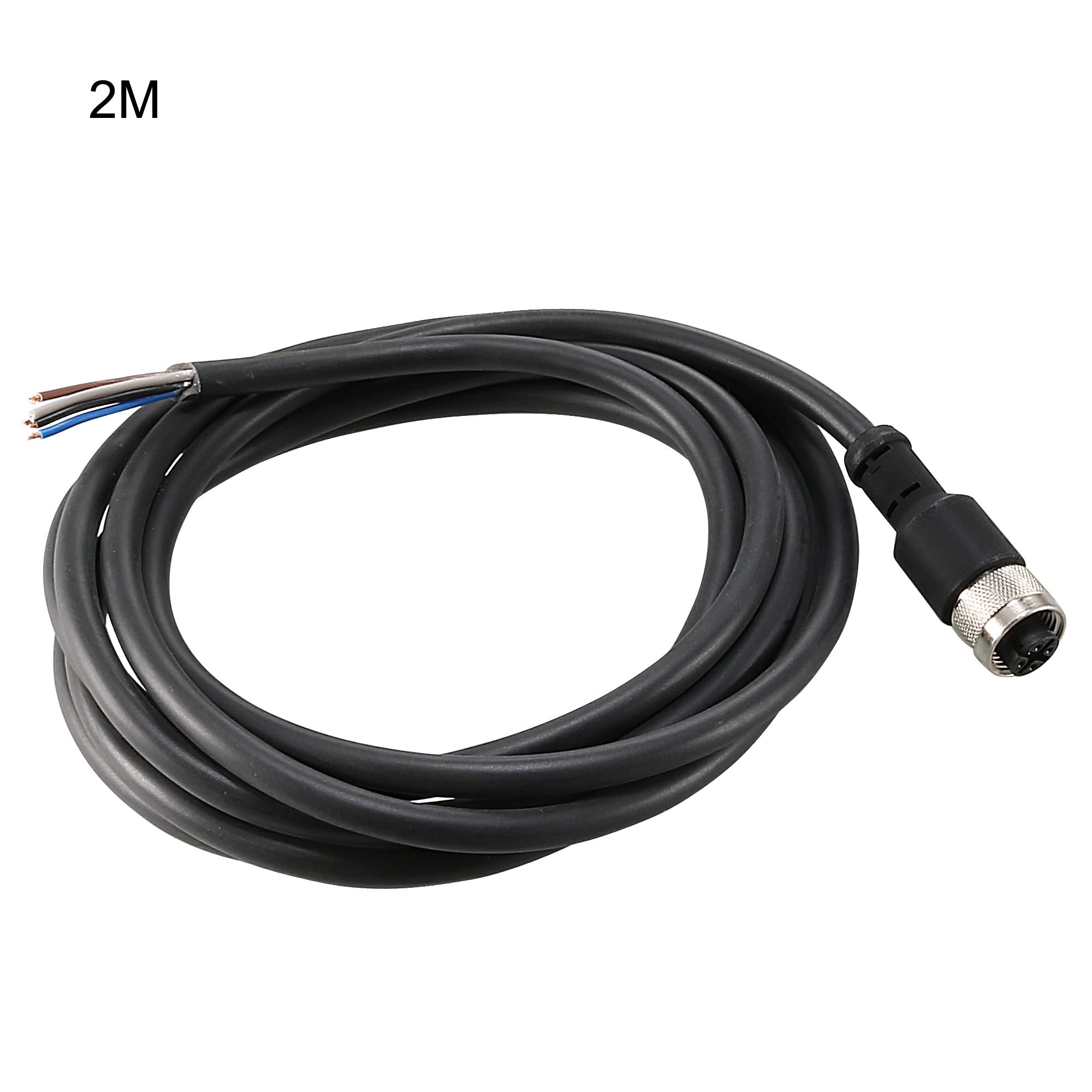 Sourcingmap M12 Female Straight 5 Pin Connector Aviation Socket Electrical Cable 2M, Black - Image 2