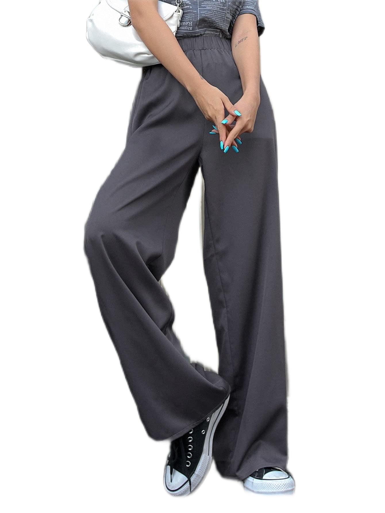 Womens Pants Elastic Waist Wide Leg Pants Pant for Women