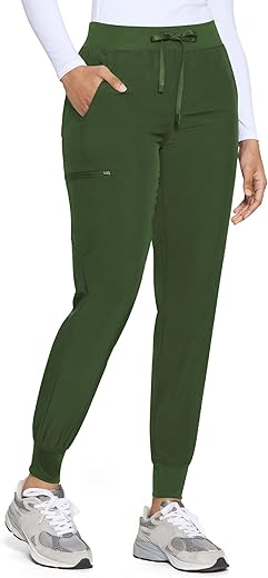 COZYFIT Womens Scrub Pants - Soft Stretch Yoga Style with 5 Pockets, Slim Fit Jogger Scrubs Pants for Women