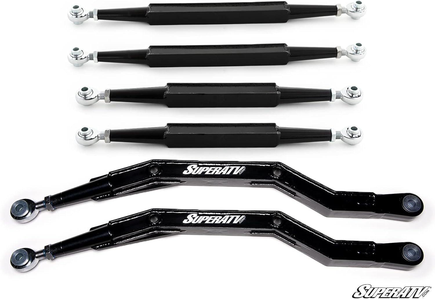 SuperATV Heavy Duty Boxed Radius Arms for 2020+ Kawasaki Teryx KRX 1000 | High-Strength Power Coated Alloy Steel | 5/8" Adjustable Heim Joints | Strength to Weight Ratio | More Clearance Than Stock