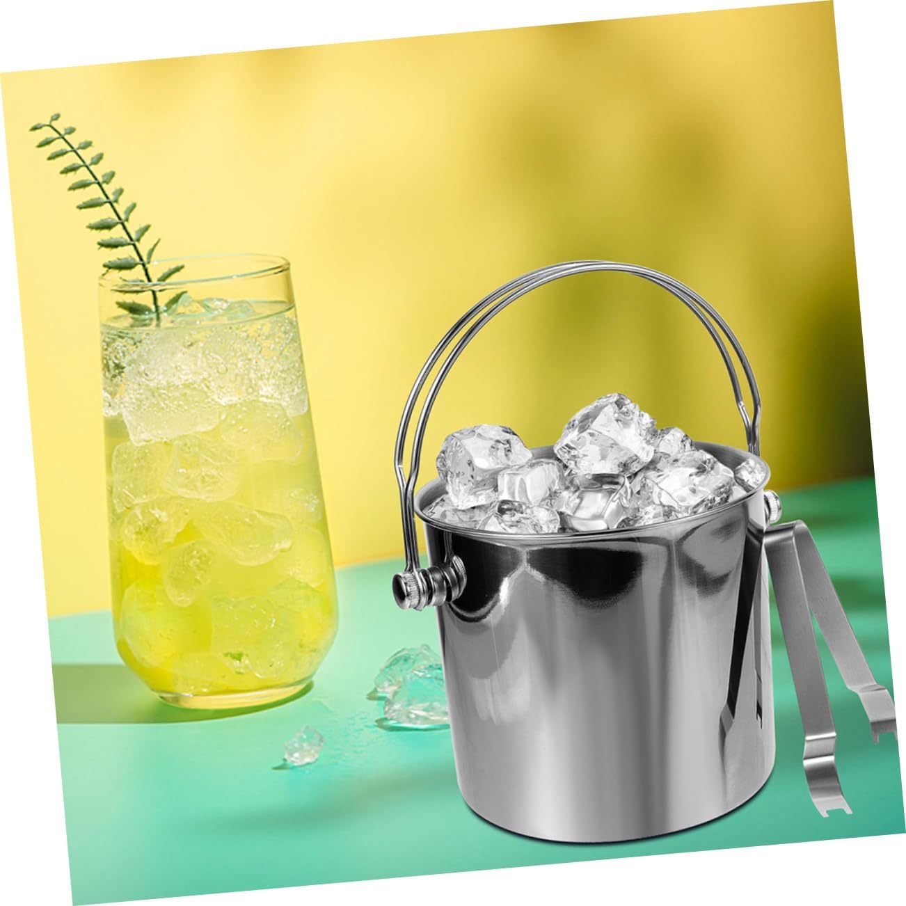 OUNONA 1set Bucket Cooler with Strainer Tong for Hotels Bars and Parties Capacity and Design