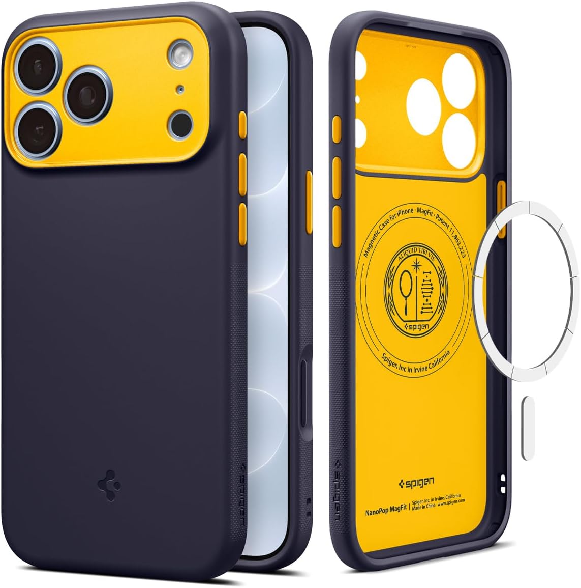 Spigen Nano Pop MagFit for iPhone 17/18 Pro Max Case, Blueberry Navy | Extra Dot-Pattern Side Grip, Air Cushion Technology, Military-Grade Drop Protection, Compatible with MagSafe