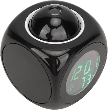 Projection Clock, LED Display Projection Alarm Clock, Mini Voice Timing Digital Clock Projector with USB Cable Black