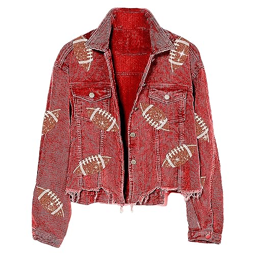 Veste d'hiver velours côtelé rouge femme manteau baseball taille 44 M