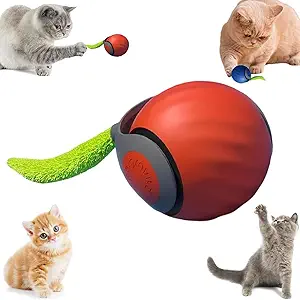 Interactive Cat Toys for Indoor Cats & Dogs, 2025 Newly Upgraded Version Tail 3.0 Cat Toys, Smart Interactive Cat & Dog Toy Ball, Automatic Moving Ball Christmas Birthday Gift for Pets (Orange)