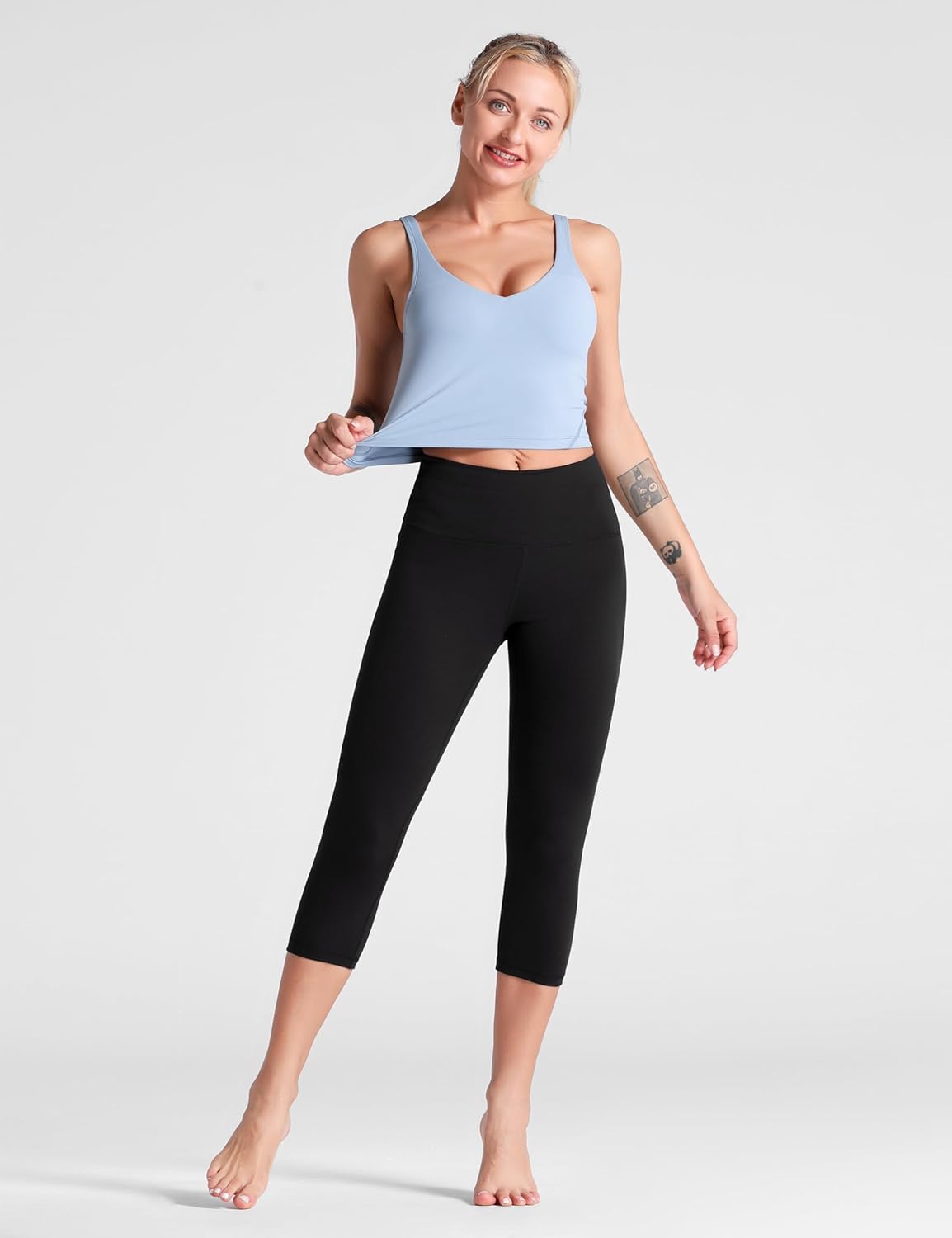 THE GYM PEOPLE Women's High Waist Workout Capris Legging Soft Tummy Control Squat Proof Yoga Running Pants - Image 6