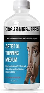 LIIZOUSUDA Odorless Paint Thinner for Oil Painting - 16.9oz Artist Solvent, Color-Safe, No Harsh Odors for Pros & Beginners