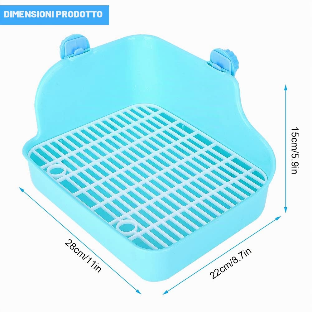 Toilette Grande per Piccoli Animali, Lettiera in Plastica per Animali Domestici per Conigli, Cincillà, Porcellini D'India, Fibbia di Fissaggio Incrociata e Deflettore Aumentato