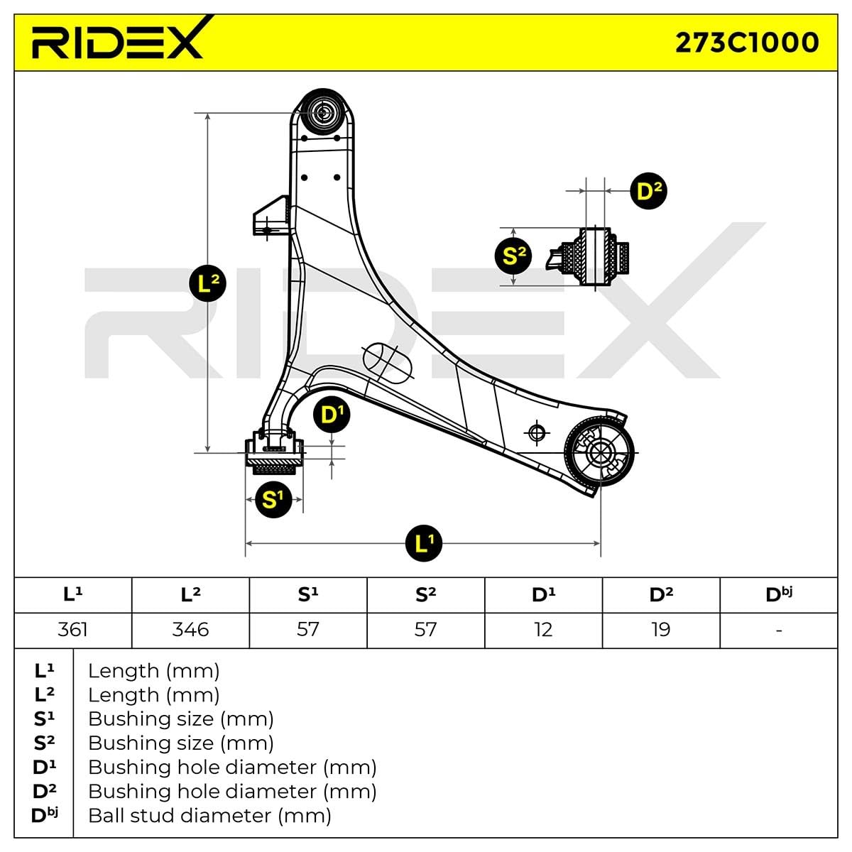 Wahacz Zawieszenia Koła RIDEX 273C1000 przód prawo Kompatybilny z SUBARU WRX sedan GJ IMPREZA hatchback GR, GH, G3 Legacy IV Sedan BL Legacy IV Kombi BP IMPREZA sedan GJ