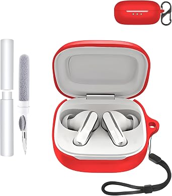 Silicone Protective Case for EarFun Air Pro 4 Earbuds - Durable and Eco-Friendly Bluetooth Earphone Cover with Precise Holes - Shock-proof,WaterProof, Comfortable Touch,Red