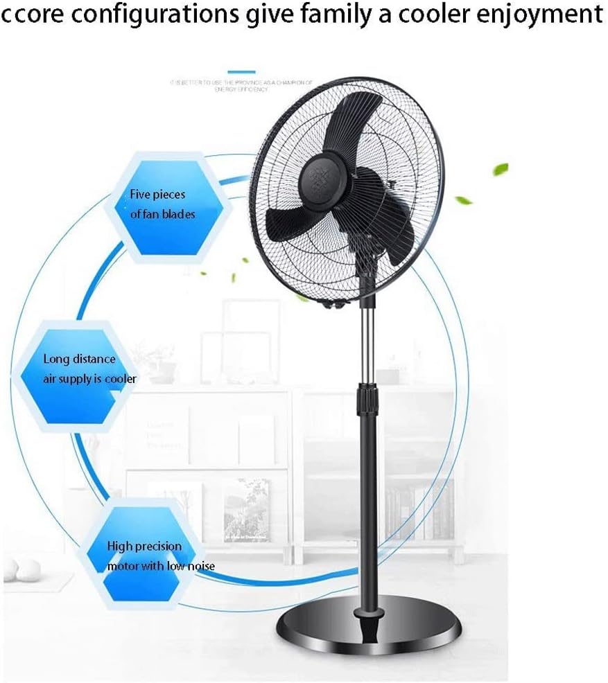 Pedestal Fan, 16-Inch Adjustable Height, 3-Speed Digital Control, Oscillating w/Timer(D)