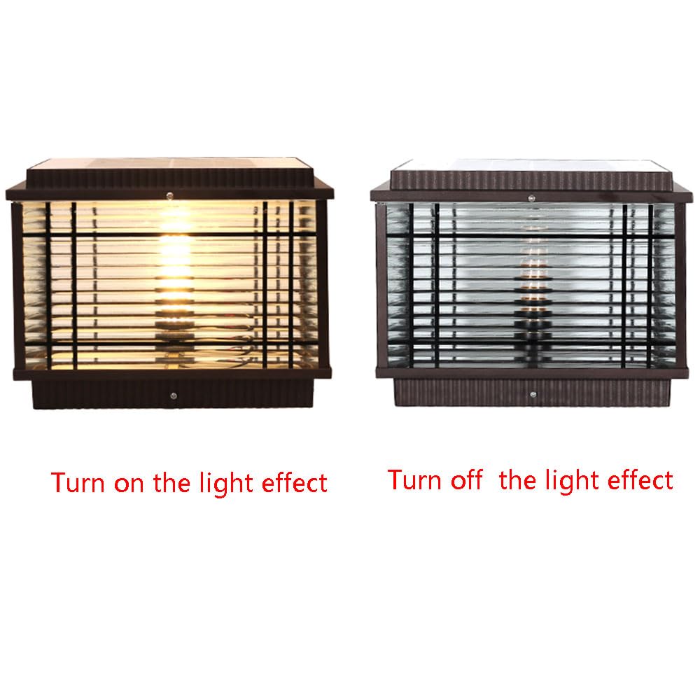 Zewnętrzna lampa solarna LED do kwadratowego ogrodzenia, odlewana szklana nasadka słupka, klasyczna aluminiowa odporna na rdzę, oświetlenie słupka