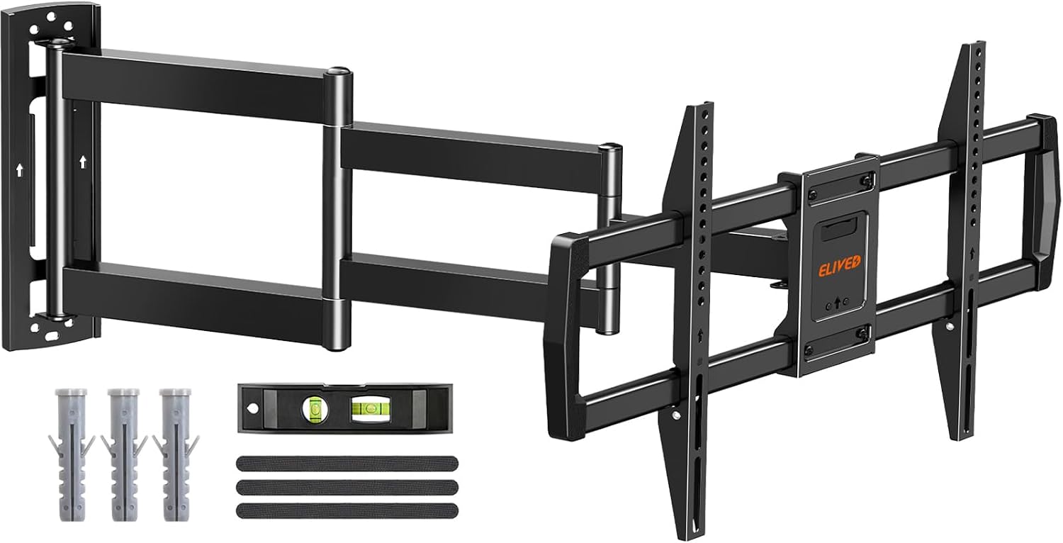 ELIVED Staffa da Parete per TV con Braccio Lungo da 30″ per la Maggior Parte dei TV da 42-75″, Supporto TV con Angolo di Estensione Lunga, Staffa Girevole per Montaggio a Parete e
