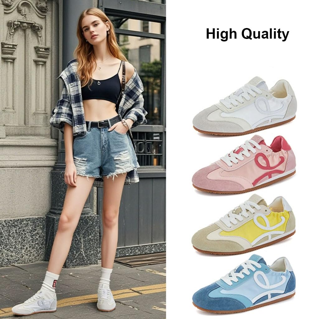 Damen Weiße Sneaker Minimalistisch Wildleder Freizeitschuhe