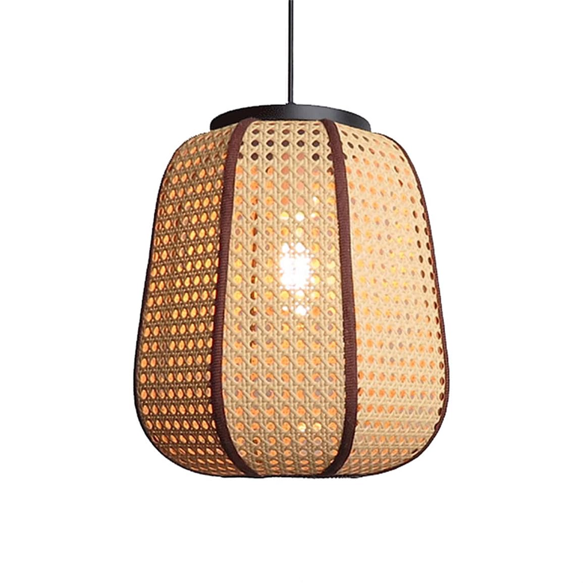 LQZCXMF 11.8" Wicker Chandelier Cafe Decor Boho Basket Pendant Lantern Natural Woven Hanging Ceiling Lamp Shade for Kitchen Island E26 Fixtures for Kitchen Island Bedroom Living Room 1-Pack